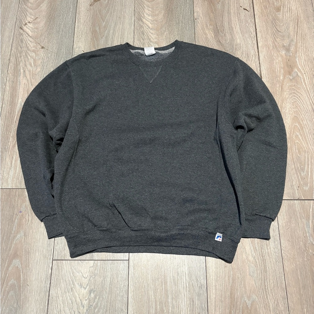 Vintage Mens Y2K Russel Athletics Gray Crewneck Pullover Sweatshirt Size Large